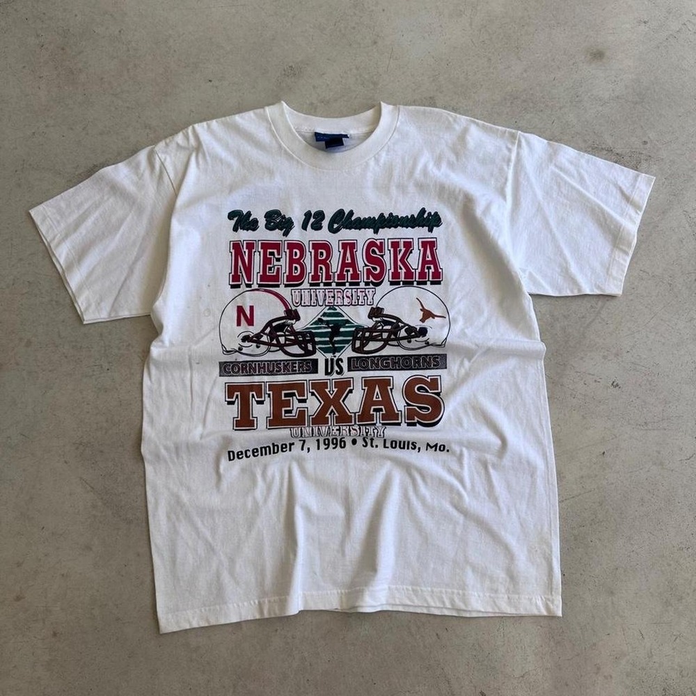 90s Vintage Nebraska Cornhuskers vs Texas Longhorns Big 12 Championship Tee Sz L
